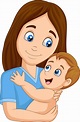 Madre feliz de dibujos animados abrazando a su bebé | Vector Premium ...