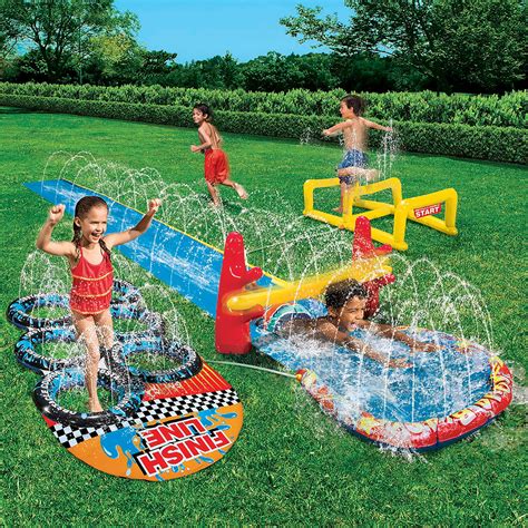 buy banzai aqua blast obstacle course slide 16l inflatable backyard aqua water park fun online