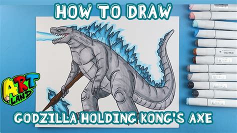 How To Draw Godzilla Holding Kong S Axe Youtube Drawings Axe
