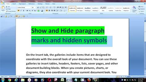 How To Show And Hide Paragraph Marks And Hidden Formatting Symbols In