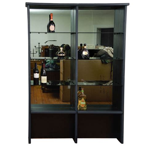 Pace Collection Leather Wrapped Liquer Shelf And Matching Granite Bar