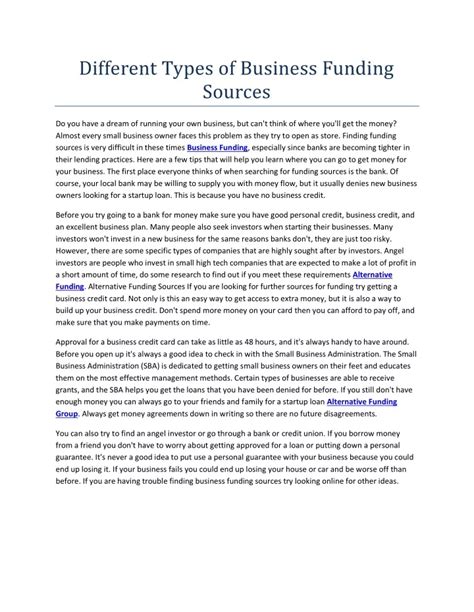 Ppt Different Types Of Business Funding Sources Powerpoint