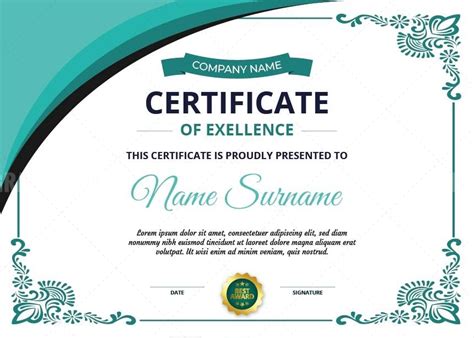 Certificate Of Excellence Template · Graphic Yard Graphic Templates Store