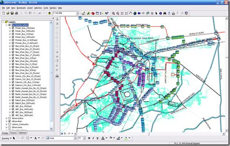 Pakistan Gis Gis Map Of Bus Routes In Lahore