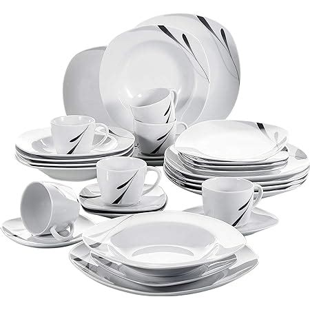 Veweet SERINA 30pcs Service De Table Porcelaine 6pcs Assiette Plate