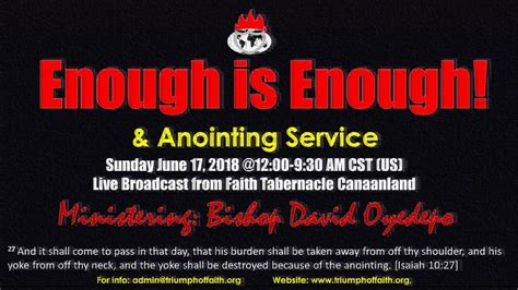 Enough Is Enough And Annointing Service June 17 2018 Youtube
