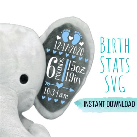 Download 284 Elephant Baby Stats Svg File For Diy T Shirt Mug