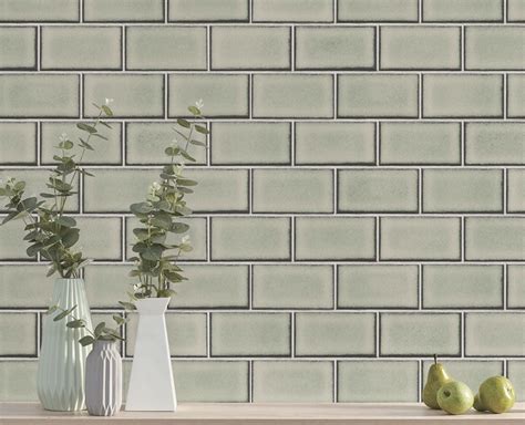 Berkeley Brick Tile Wallpaper In White And Black By Bd Wall Burke Decor