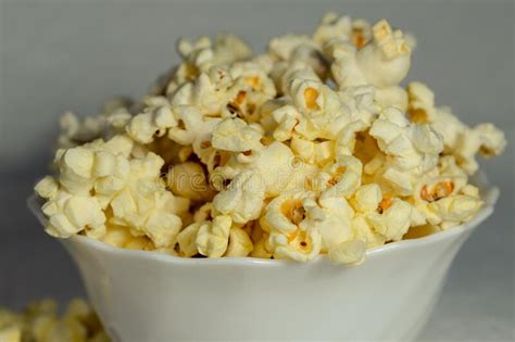 A Bowl Of Popcorn On The Table Close Up Stock Image Image Of Cine