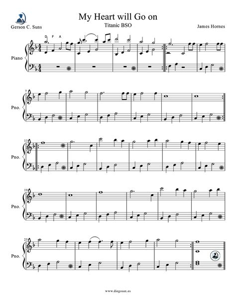 Diegosax Titanic De James Horner Partitura Fácil Para Piano Easy