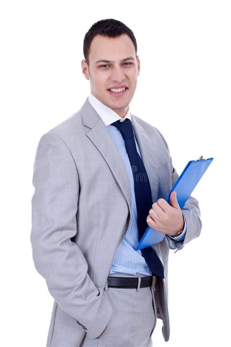 Business Man Holding Clipboard Stock Photo Image Of Business