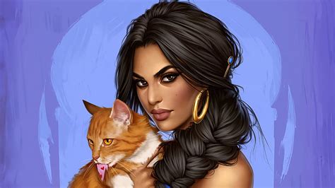 X Px Free Download Hd Wallpaper Aladdin Black Hair Brown Eyes Cat Girl Princess