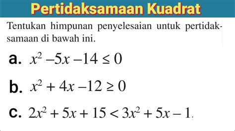 Pertidaksamaan Kuadrat Cara Mencari Himpunan Penyelesaian YouTube