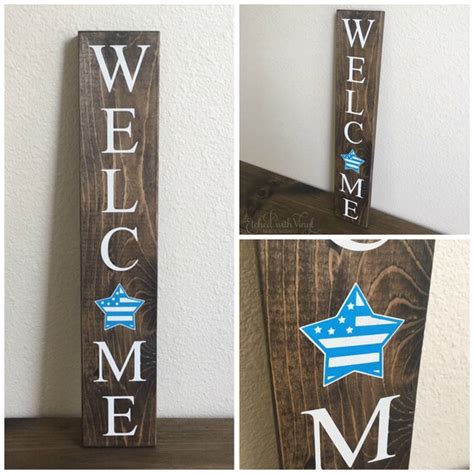 Items Similar To Welcome Wood Sign Red White And Blue Painted Sign