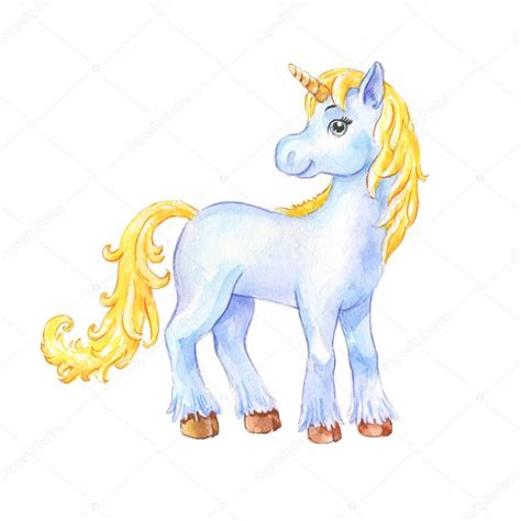 Cute little blue unicorn watercolor — Stock Photo © CharactersForYou ...
