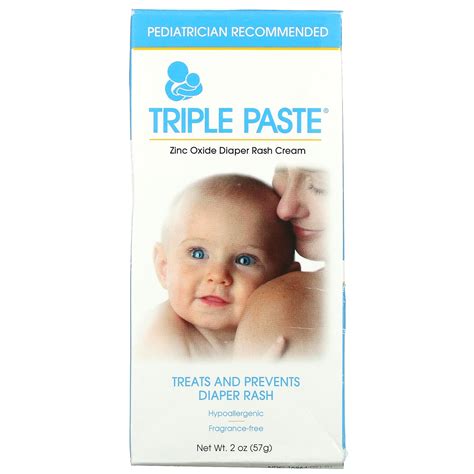Triple Paste Zinc Oxide Diaper Rash Cream Fragrance Free 2 Oz 57 G