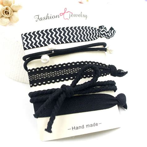 Trendy Summer Elastic Women Hair Accessories Tassel Hairband Jewelry Hand Band For Girls 5pcs