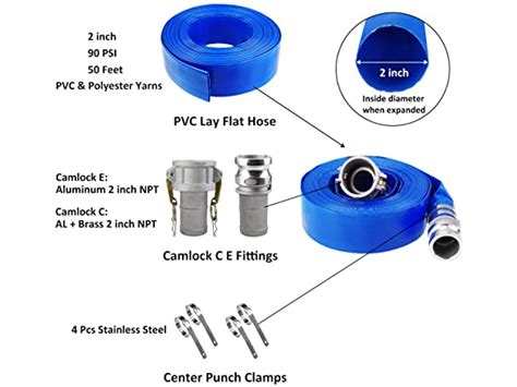 Blue Pvc Lay Flat Discharge 2x50 Hose