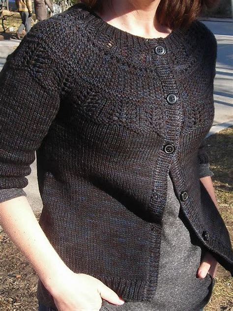 ravelry project gallery for 113 17 jacket with raglan sleeve and pattern on yoke in ”silke