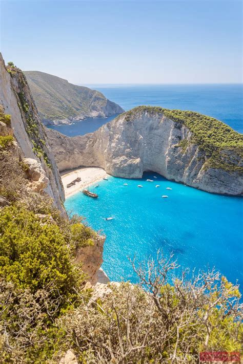 Elevated View Of Famous Shipwreck Beach Zakynthos Greek Islands