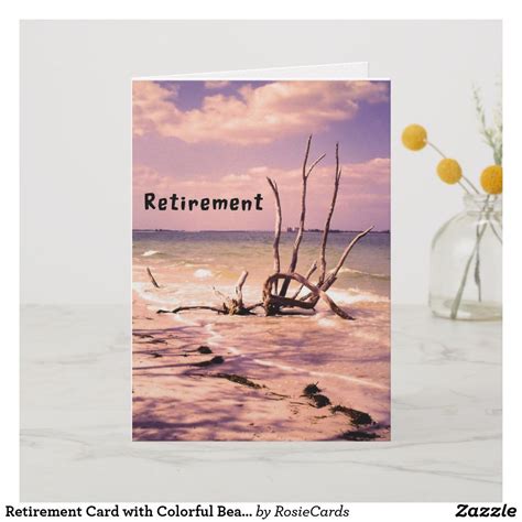 Retirement Card With Colorful Beach Scenic Retirement