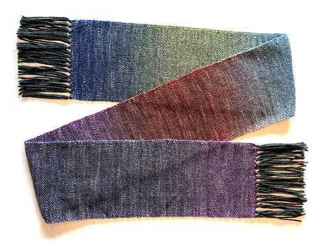 Handwoven Scarf Muted Rainbow Gradient Scarf With Fringe Etsy