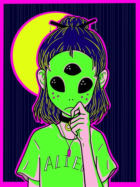 Digital Illustration By Claireclockwork Alien Psychedelic Art Alien Drawings Alien Art