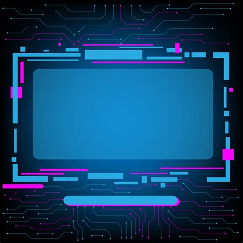 Rectangle Border With Computer Chip Electronic Circuit Board Vector For