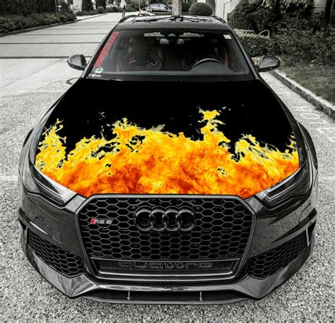 Hood Vinyl Wrap Decal Full Color Car Graphics Fire Flame Etsy Canada