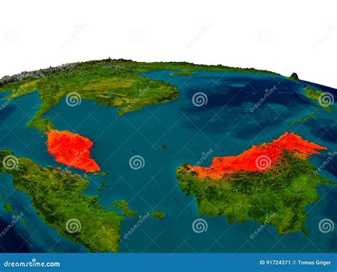 Malaysia On Model Of Planet Earth Stock Illustration Illustration Of