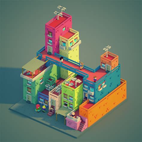 Voxel City Voxel Art On Behance Isometric Art Isometric