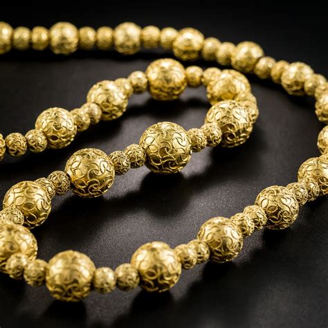 Victorian Etruscan Revival Gold Bead Necklace Antique And Vintage Jewelry