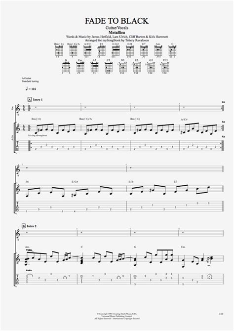 Explore 3 meanings and explanations or write yours. Fade to Black by Metallica - Guitar/Vocals Guitar Pro Tab ...