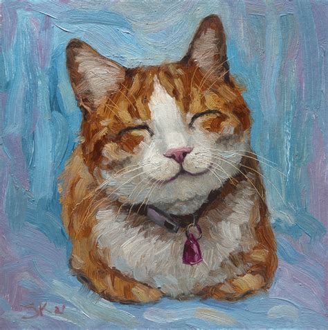 Funny Cat Oil Painting Cute Cat Original Art Ginger Cat Meme Etsy