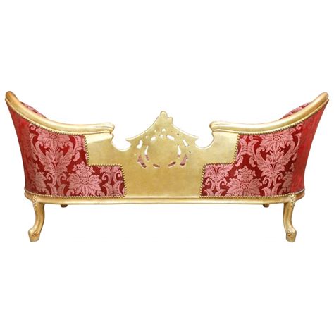 Canapé Baroque Napoléon Iii Médaillon Tissu Gobelins Rouge Et Bois Doré