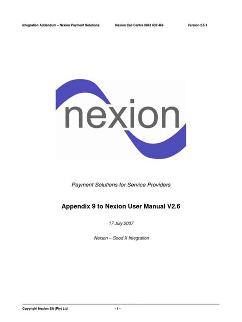 Maybe you would like to learn more about one of these? GoodX integration appendix to Nexion User Manual v2 6 | Debit Card | Visa Inc.