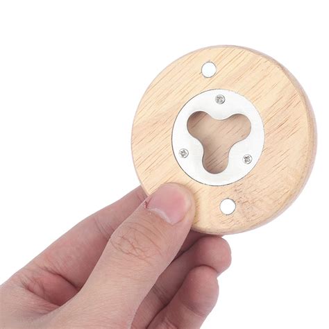 Pc Blank Diy Wooden Round Shape Bottle Opener Coaster Fridge Magnet