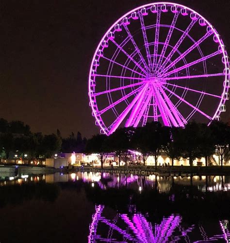 Night Ferris Wheel Reflection Montreal
