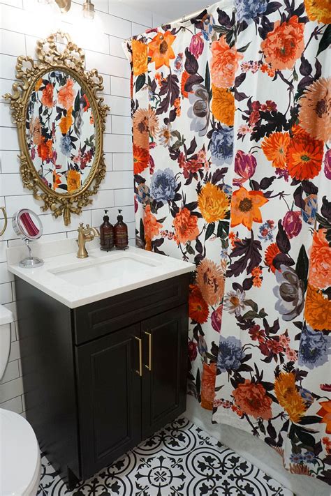 My Entire Apartment Renovation After Photos Floral Shower Curtains