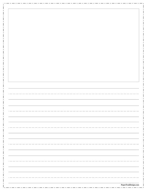 Free Printable Lined Writing Paper With Drawing Box Paper Trail Design