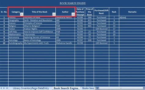 Download School Library Register Excel Template Exceldatapro