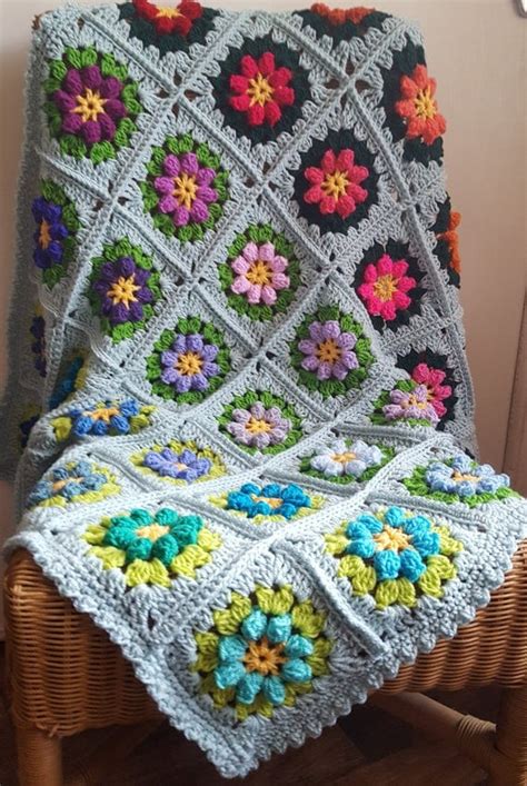 For The Love Of Crochet Along Primavera Flowers Granny Squares Blanket Afghan Crocheted