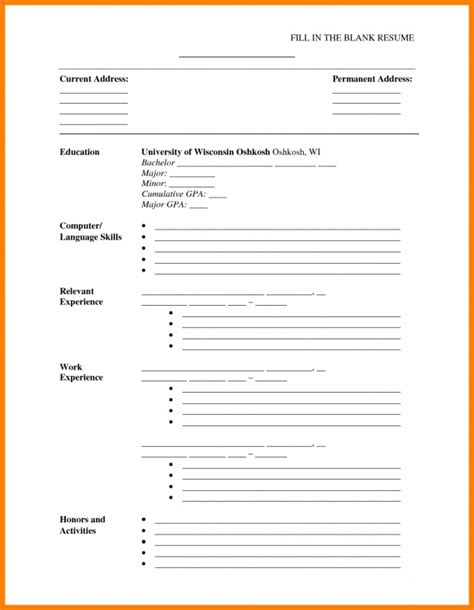 38 Fill In The Blank Resume Template Pdf For Your Needs