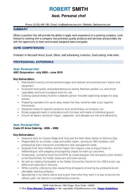 Personal Chef Resume Samples Qwikresume