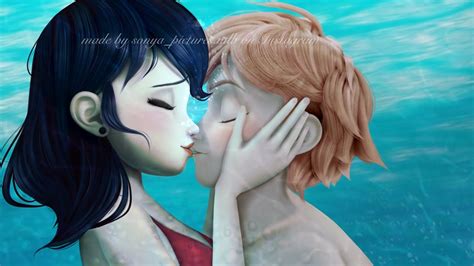 Adrien And Marinette Underwater Kiss Adrienette Kiss Miraculous