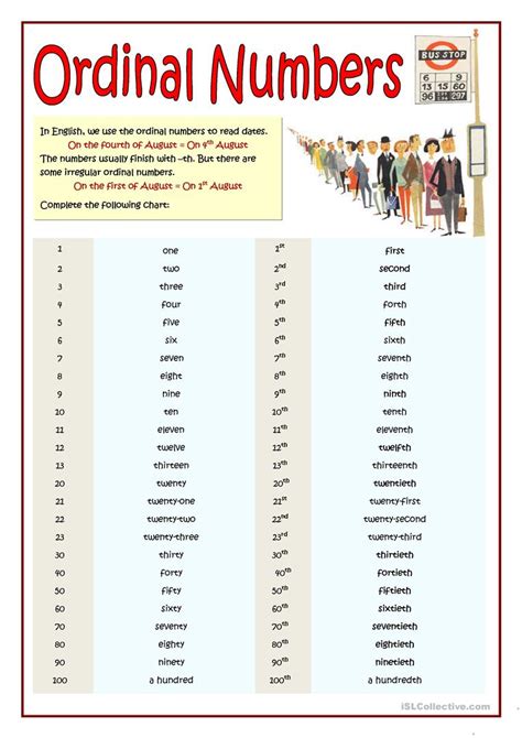Free Printable English Ordinal Numbers Worksheets For Your Child 24 36 F1b