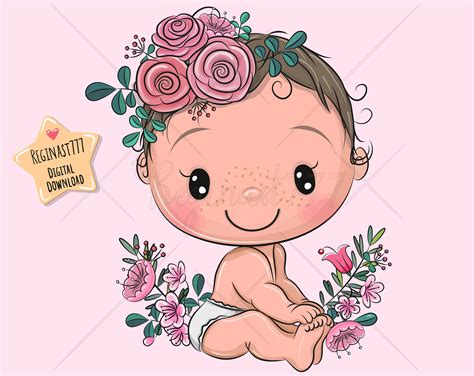 Cute Baby Clipart Png Baby Clip Art Girl Digital Download Etsy