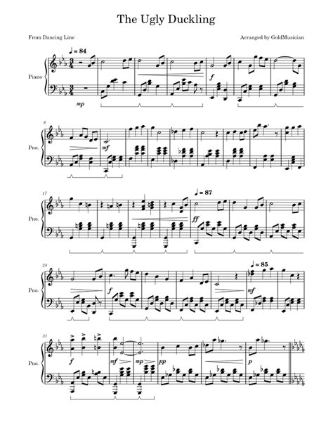 Dancing Line The Ugly Duckling Sheet Music For Piano Download Free