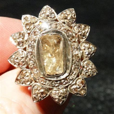 Raw Diamond Ring Antique Circa 1800s 14k Gold By Elegantartifacts