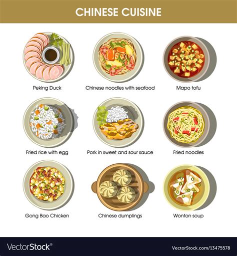 Chinese Cuisine Menu Traditional Dishes Royalty Free Vector